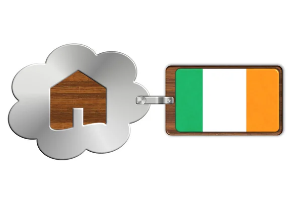 Nube y casa de acero y madera con bandera de Irlanda —  Fotos de Stock