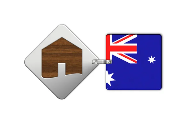 スチールとウッドのオーストラリアの旗で作られた家のシンボル — ストック写真