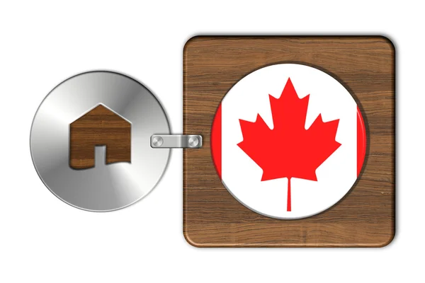 Home simbolo in acciaio e legno con bandiera canadese — Foto Stock