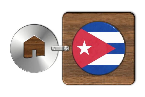 Home symbol made of steel and wood with Cuba flag — Stock Photo, Image