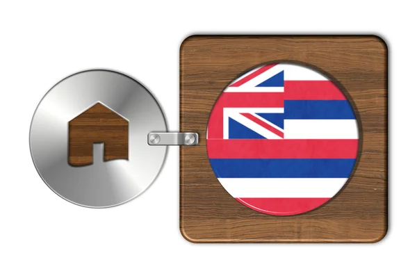 Symbool huis in staal en hout met vlag Hawaii — Stockfoto
