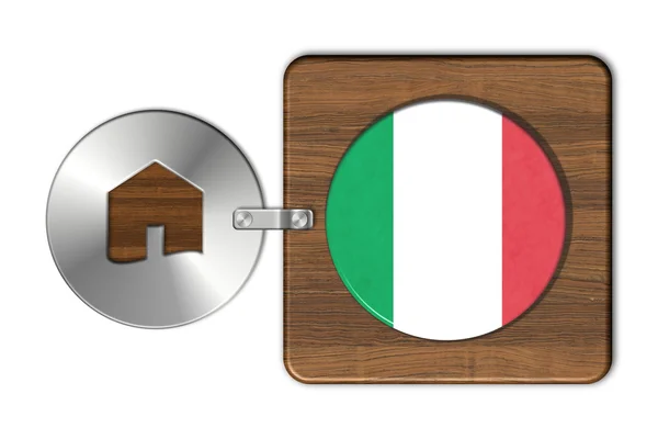 Символ будинку в сталі та дерева з прапор Італії — стокове фото