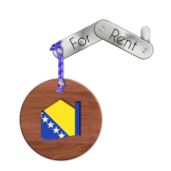 Gadget çelik ve ahşap kiralık Bosna için ulus ve ev sembolü ile — Stok fotoğraf