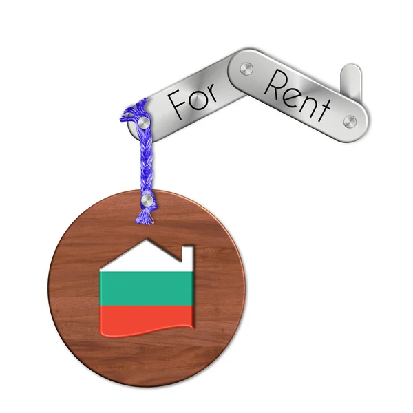 Gadget çelik ve ahşap ülke ve ev sembolü ile kiralık Bulgaristan — Stok fotoğraf