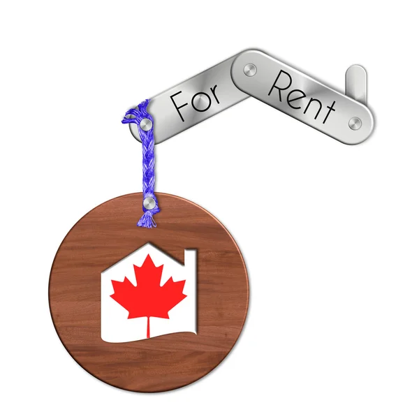 Gadget çelik ve ahşap kiralık Kanada için ülke ve ev sembolü ile — Stok fotoğraf