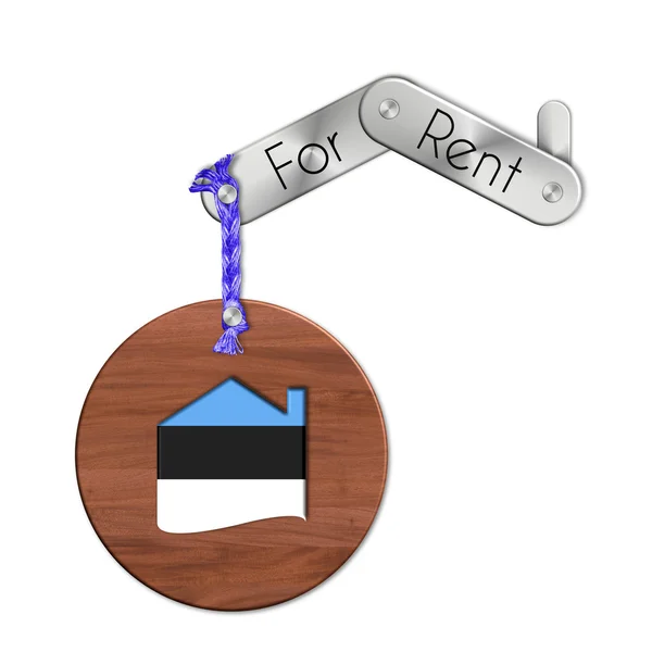 Gadget steel and wood with the nation and home symbol for rent Estonia — Stock Photo, Image
