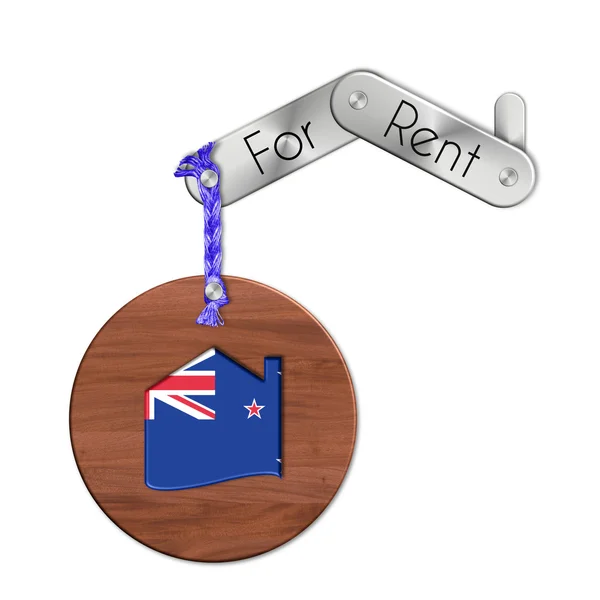 Gadget çelik ve ahşap kiralık Yeni Zelanda için ulus ve ev sembolü ile — Stok fotoğraf