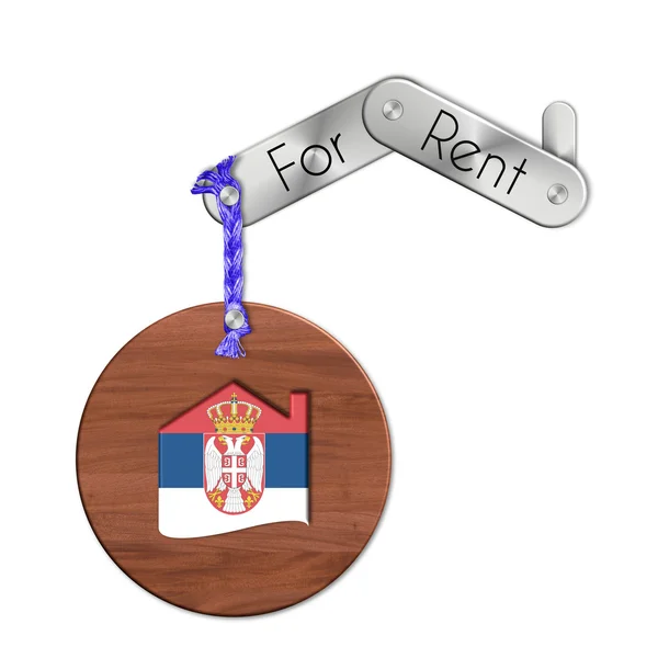 国家と家賃セルビアのための家のシンボルとガジェット鋼と木材 — ストック写真
