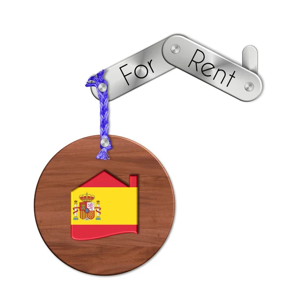 スペインの賃貸のための国家と家のシンボルとガジェット鋼と木材 — ストック写真