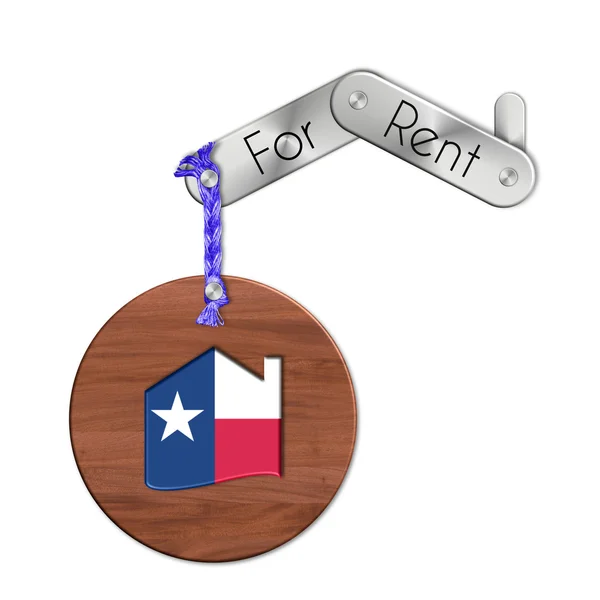 Gadżet ze stali i drewna z narodu i symbol domu Wynajem Texas — Zdjęcie stockowe