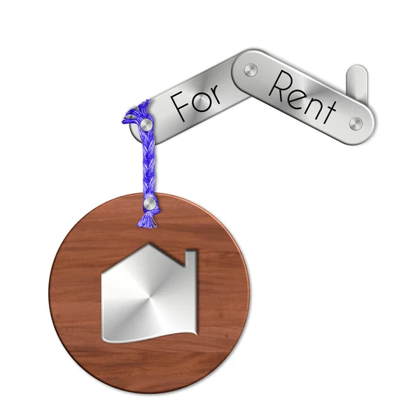 Gadget'ı çelik ve ahşap sembolü ev satışı — Stok fotoğraf