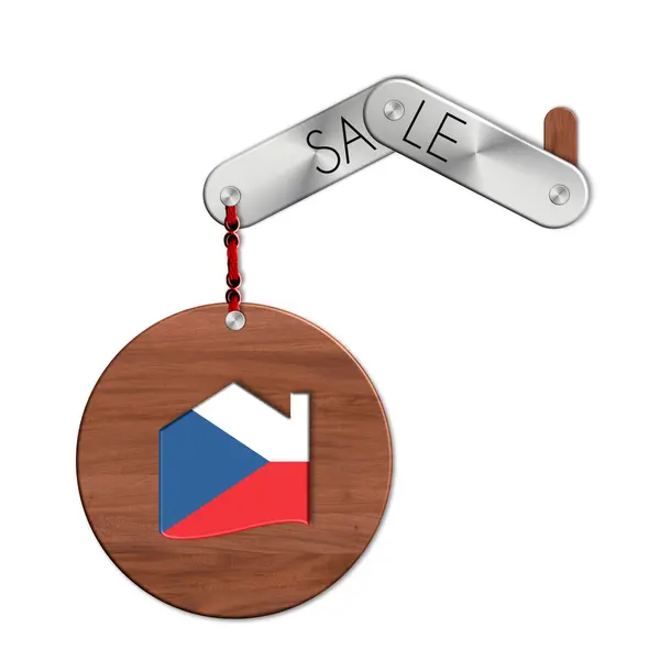Gadget steel and wood with the nation and home sales symbol Czech Republic — Stock Photo, Image