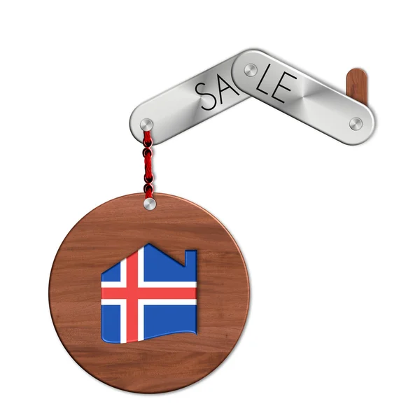 Gadget acciaio e legno con la nazione e home sales symbol Islanda — Foto Stock