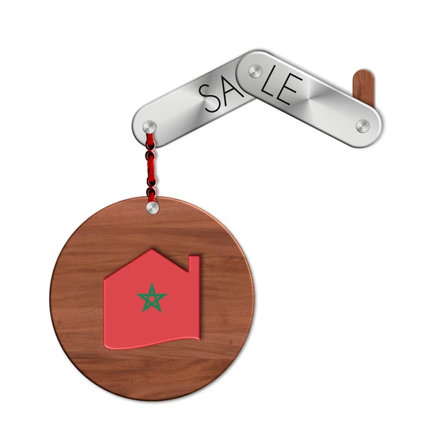 Gadget steel and wood with the nation and home sales symbol Morocco — Stock Photo, Image