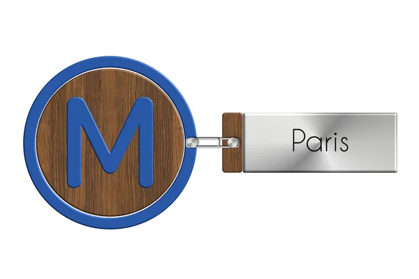 Paris gadgets meter acero y madera con etiqueta — Foto de Stock