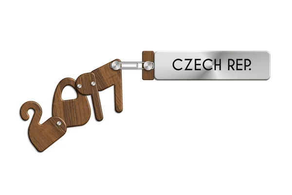 Gadgets 2017 label staal en hout Tsjechië — Stockfoto