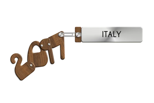Becerikli alet çelik ve ahşap İtalya etiketli 2017 — Stok fotoğraf