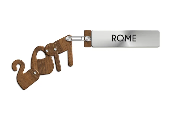 Gadgets 2017 etichettati acciaio e legno ROMA — Foto Stock
