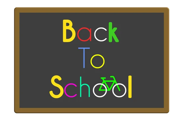 Back to school text on the blackboard with a bicycle symbol — Stock Photo, Image