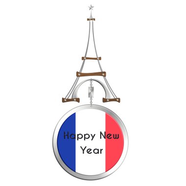 Eyfel Kulesi mutlu yeni yıl içinde Fransa ile çelik ve ahşap Noel top