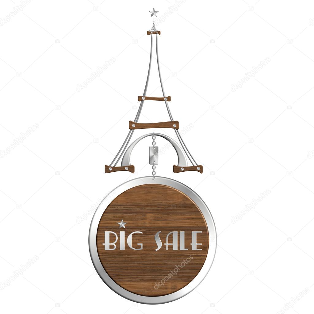 Grande échelle De La Tour Eiffel En Acier Et Bois Avec Boule