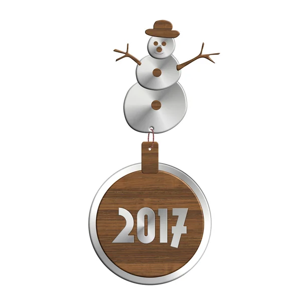 Snowman 2017 acero y madera — Foto de Stock