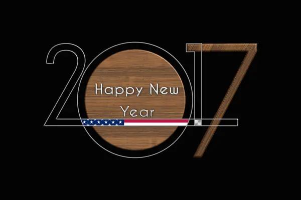 Happy New Year 2017 United States steel and wood — Stock Photo, Image