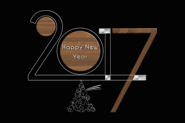 Feliz Año Nuevo 2017 acero y madera — Foto de Stock