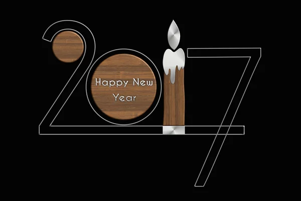 Feliz Año Nuevo 2017 acero y madera — Foto de Stock