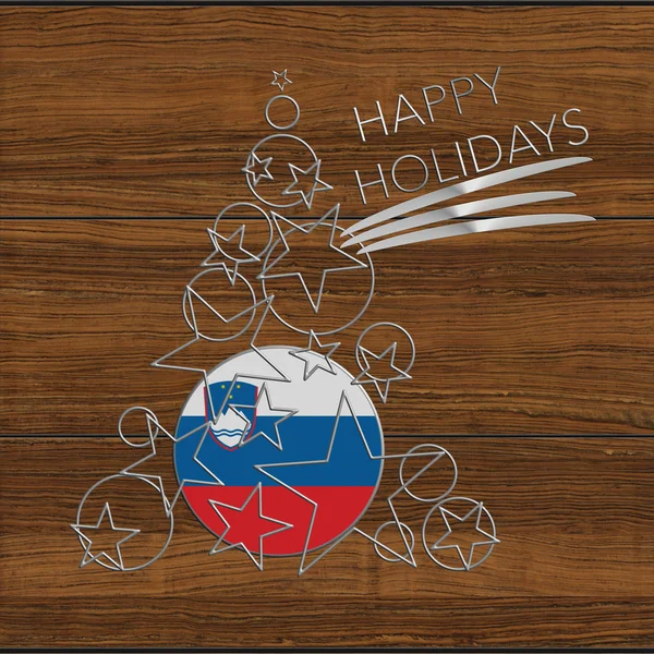 Boldog ünnepek karácsonyfa készült acél és fa, Szlovénia — Stock Fotó