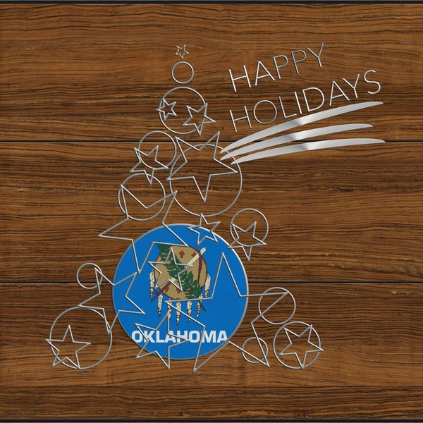 Happy Holidays choinki wykonane ze stali i drewna Oklahoma — Zdjęcie stockowe