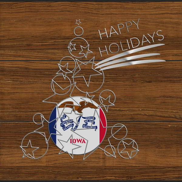 Happy Holidays choinki wykonane ze stali i drewna Iowa — Zdjęcie stockowe