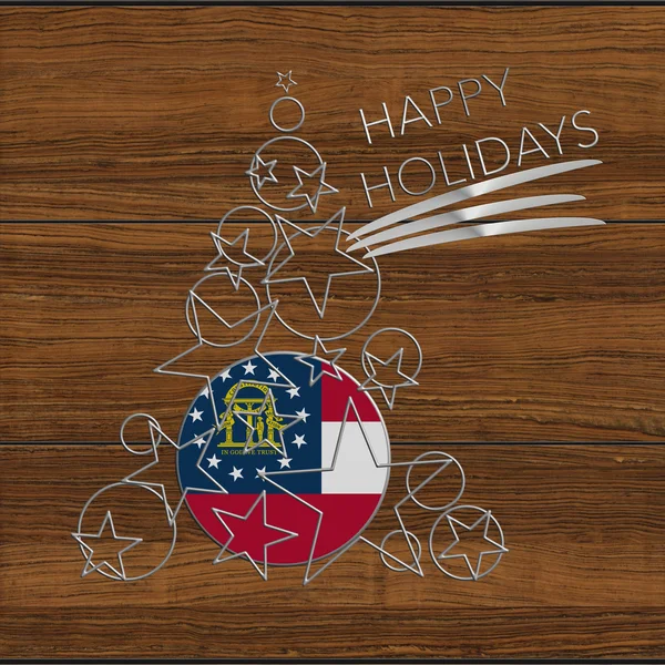 Happy Holidays choinki wykonane ze stali i drewna Georgia Usa — Zdjęcie stockowe