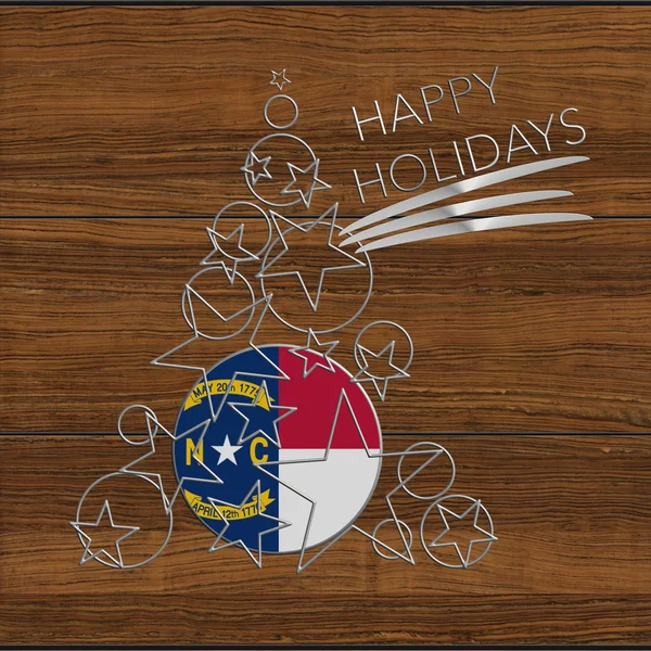 Happy Holidays julgran gjord av stål och trä North Carolina. — Stockfoto