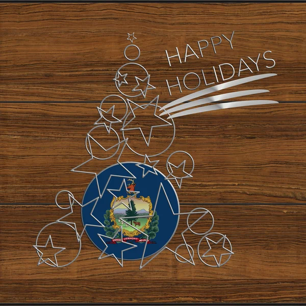 鋼と木材バーモント州で作られた幸せな休日のクリスマス ツリー. — ストック写真