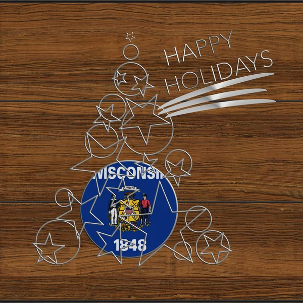 幸せな休日のクリスマス ツリー製鋼と木材ウィスコンシン — ストック写真