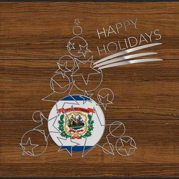 Happy Holidays choinki wykonane ze stali i drewna Wirginia Zachodnia — Zdjęcie stockowe