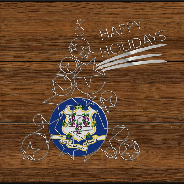 Happy Holidays choinki wykonane ze stali i drewna Connecticut — Zdjęcie stockowe