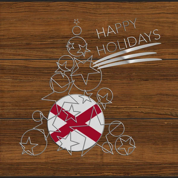 Happy Holidays choinki wykonane ze stali i drewna Alabama — Zdjęcie stockowe