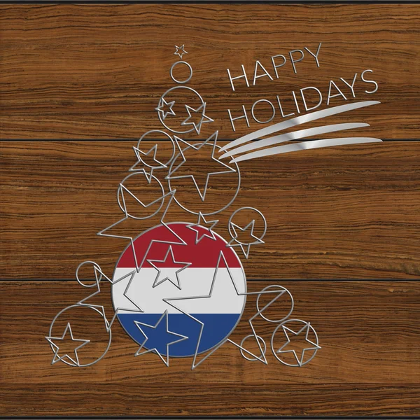 Happy Holidays julgran gjord av stål och trä Nederländerna — Stockfoto