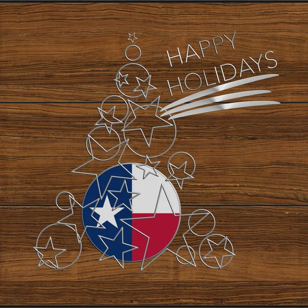 Buone feste Albero di Natale in acciaio e legno Texas — Foto Stock