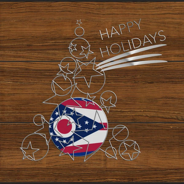Buone Feste Albero di Natale in acciaio e legno Ohio — Foto Stock