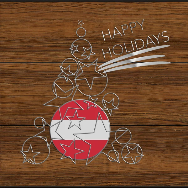 鋼と木材オーストリアで幸せな休日のクリスマス ツリー — ストック写真