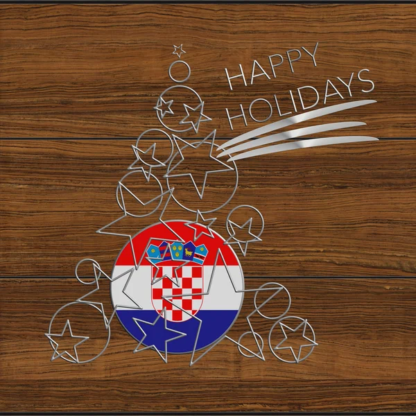Feliz Navidad Árbol de Navidad en acero y madera Croacia — Foto de Stock
