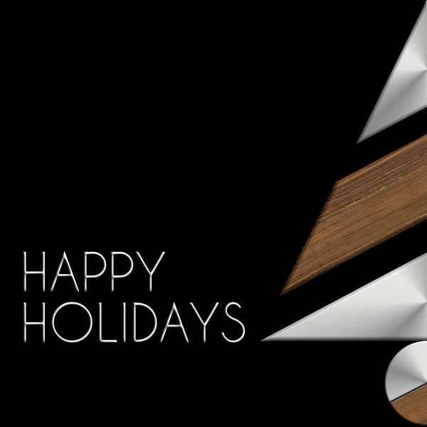 圣诞树在钢铁和木材的节日快乐 — 图库照片