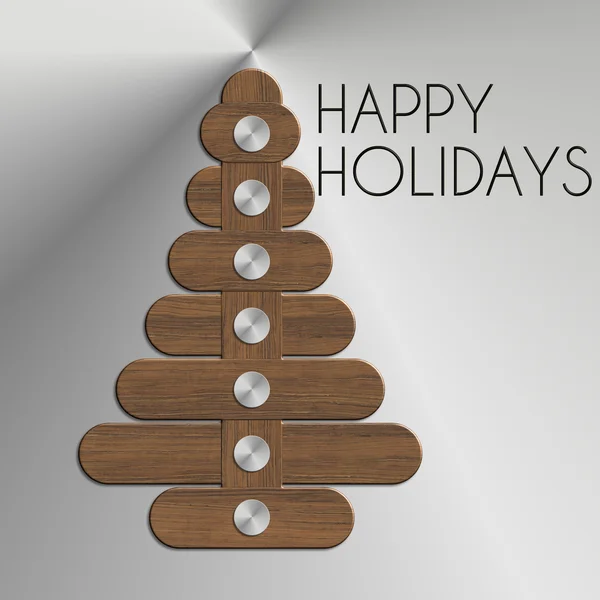 Veselé svátky vánoční stromeček ocel a dřevo — Stock fotografie