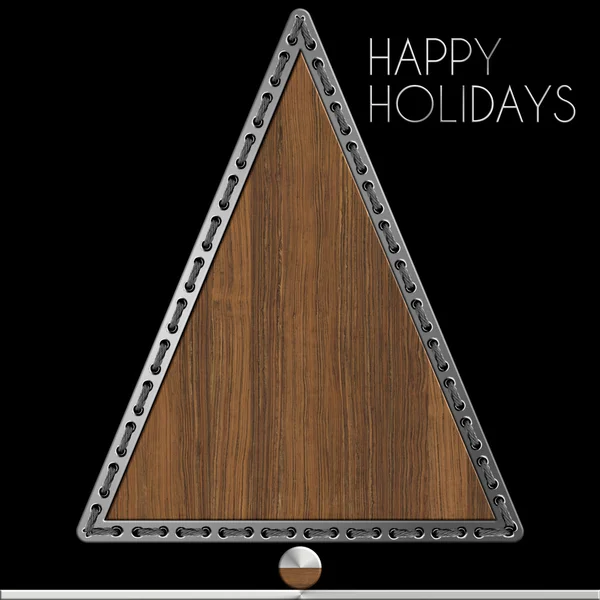 Veselé svátky vánoční stromeček ocel a dřevo — Stock fotografie