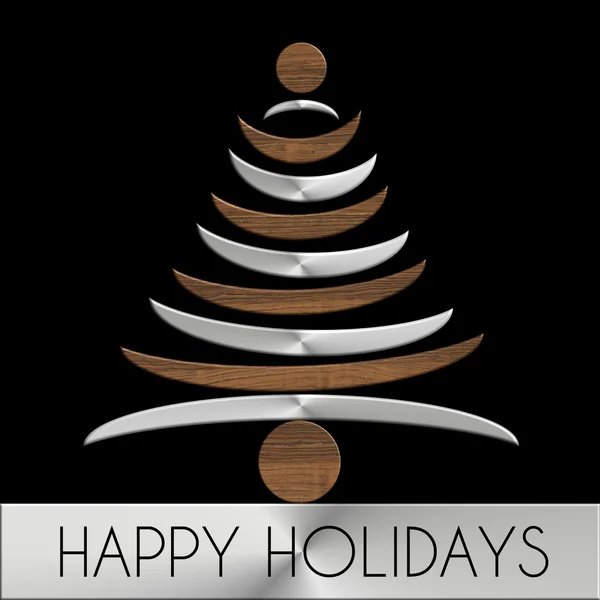 Julgran Happy Holidays stål och trä — Stockfoto