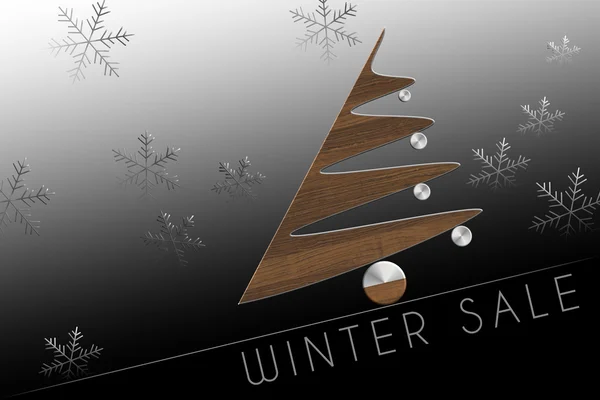 Winterschlussverkauf Weihnachtsbaum mit Stahl und Holz — Stockfoto