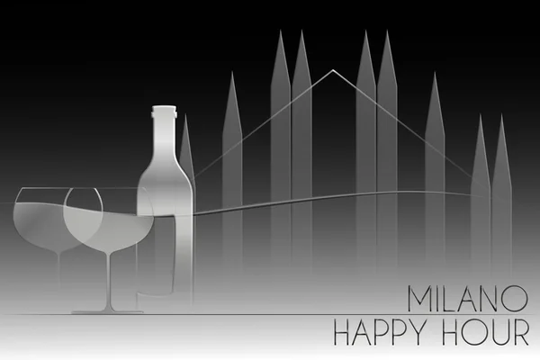 Milano Katedrali'ne stilize sis Happy Hour ile — Stok fotoğraf